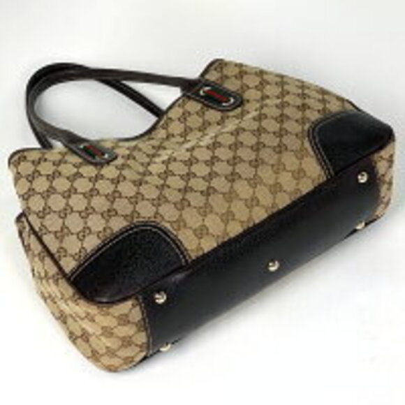 Gucci Canvas Bag Ribbon Beige Brown Princess Tote GG - Picture 1 of 7